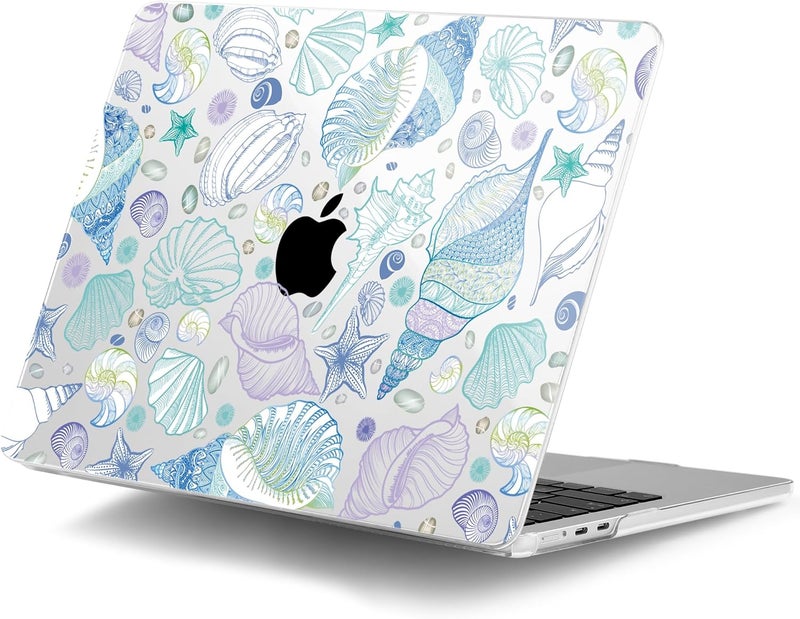 DONGKE Compatible with M4 MacBook Air 15 inch Case 2025-2023 A3241 A3114 A2941 M3 M2 Retina Display Touch ID, Plastic Hard Case & Keyboard Skin for MacBook Air 15" - Sea Shells - Image 1